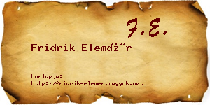 Fridrik Elemér névjegykártya